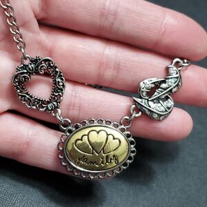 SM family two-tone necklace 18-21" gold Tone Silver Tone Hearts
